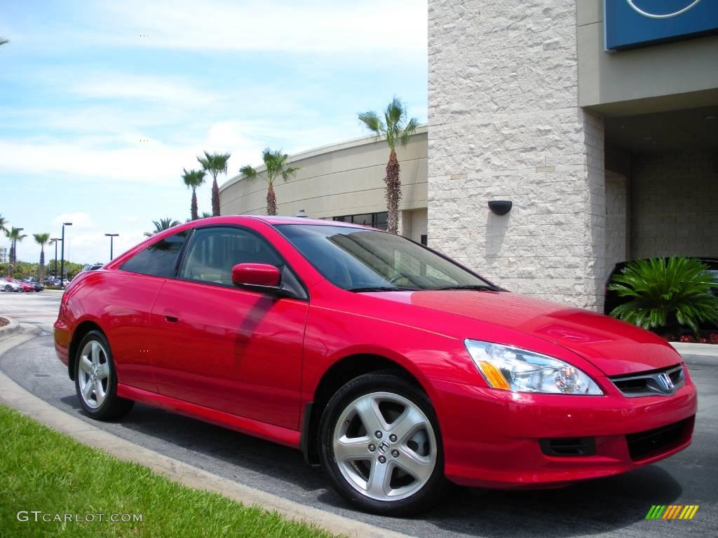 2007 Accord EX V6 Coupe - San Marino Red / Ivory photo #4