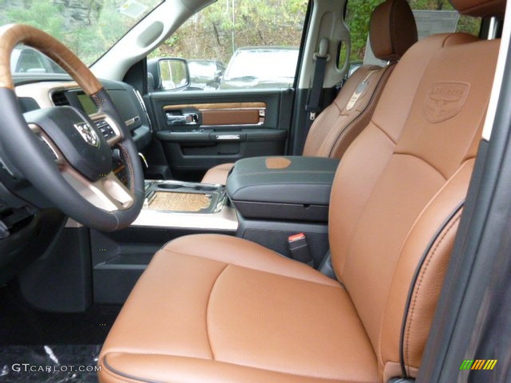 Black/Cattle Tan Interior 2016 Ram 1500 Laramie Longhorn Crew Cab 4x4 Photo #108194849
