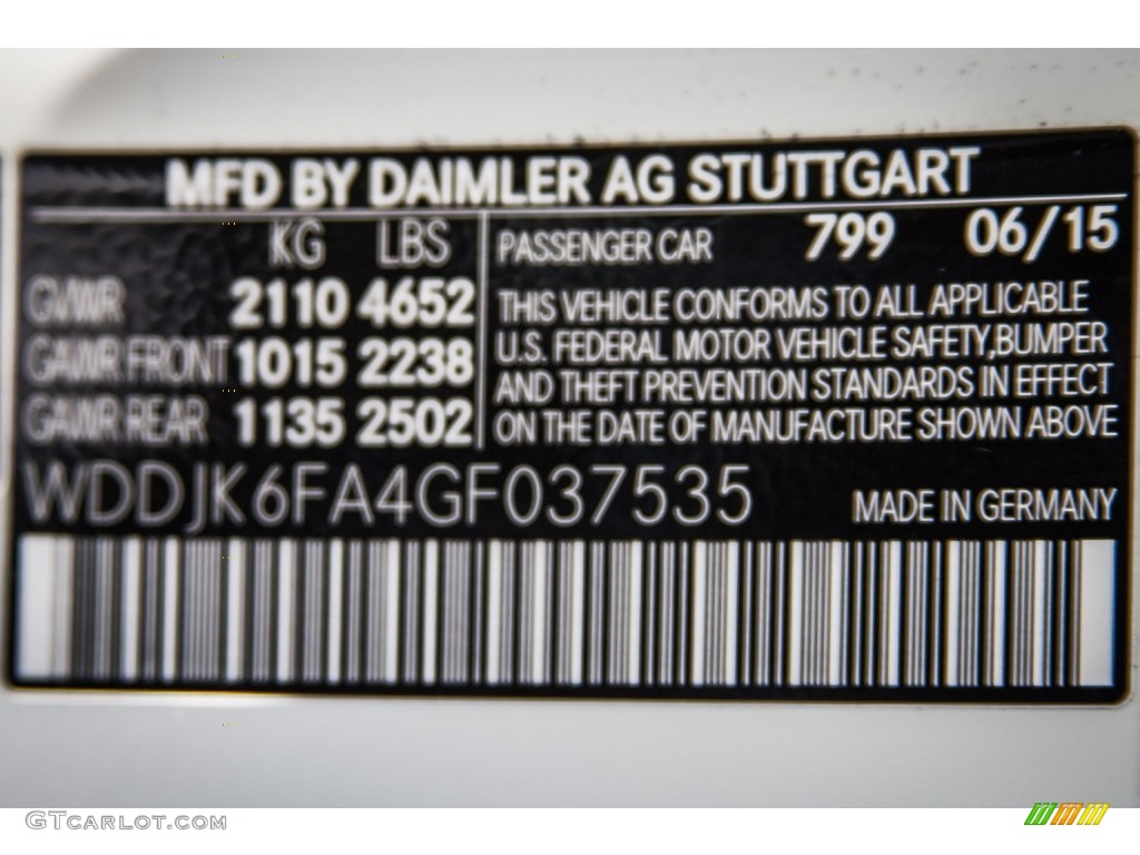 2016 SL Color Code 799 for designo Diamond White Metallic Photo #108198349