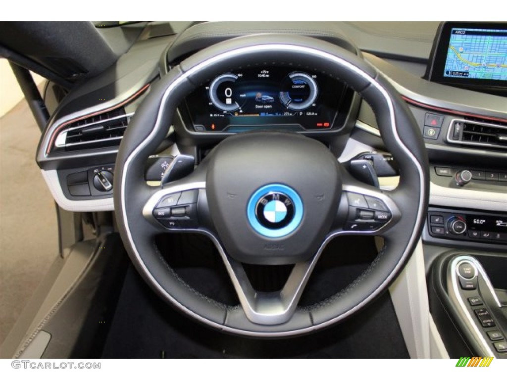 2015 BMW i8 Pure Impulse World Pure Impulse Carum Spice Grey Steering Wheel Photo #108201687