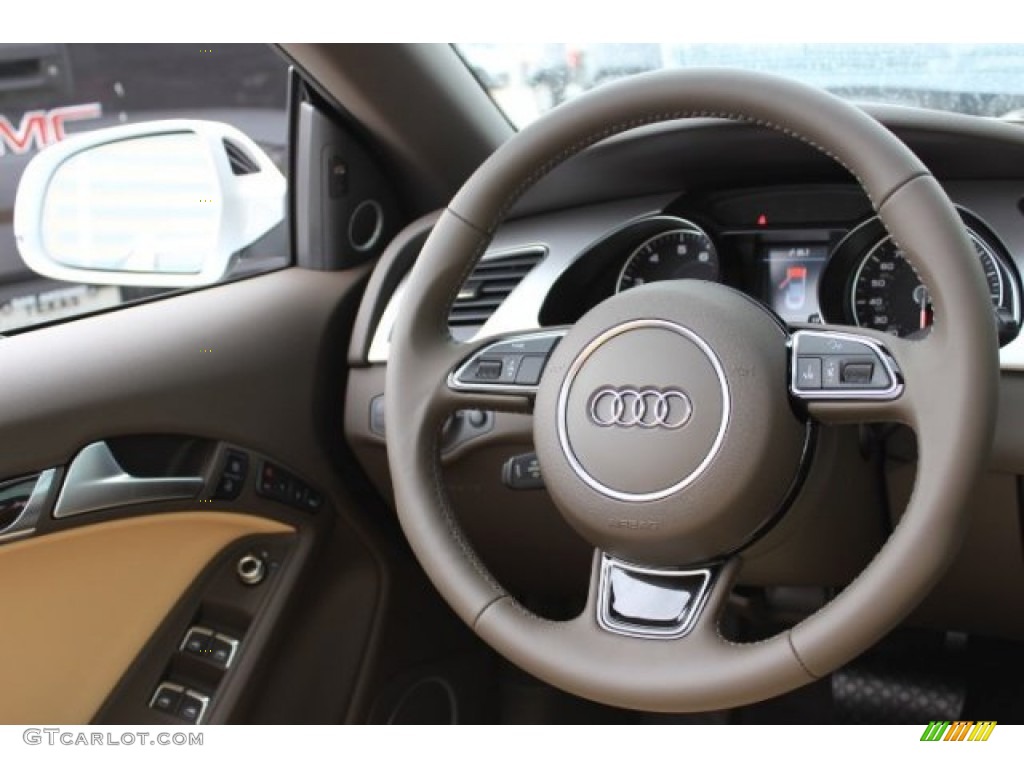 2016 Audi A5 Premium Plus quattro Convertible Velvet Beige Steering Wheel Photo #108204478