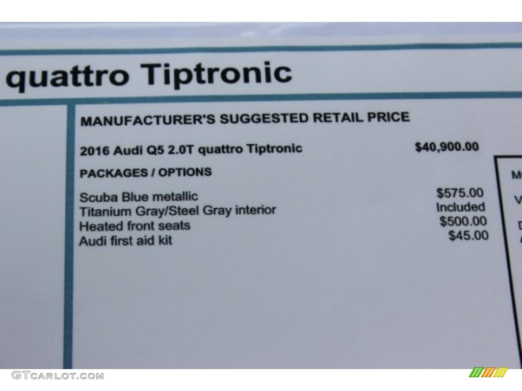 2016 Q5 2.0 TFSI Premium quattro - Scuba Blue Metallic / Titanium Gray photo #9