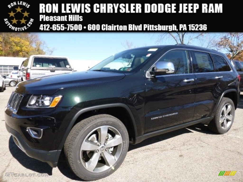 2015 Grand Cherokee Limited 4x4 - Black Forest Green Pearl / Black/Light Frost Beige photo #1