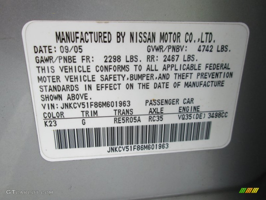 2006 G 35 x Sedan - Liquid Platinum Metallic / Graphite photo #30