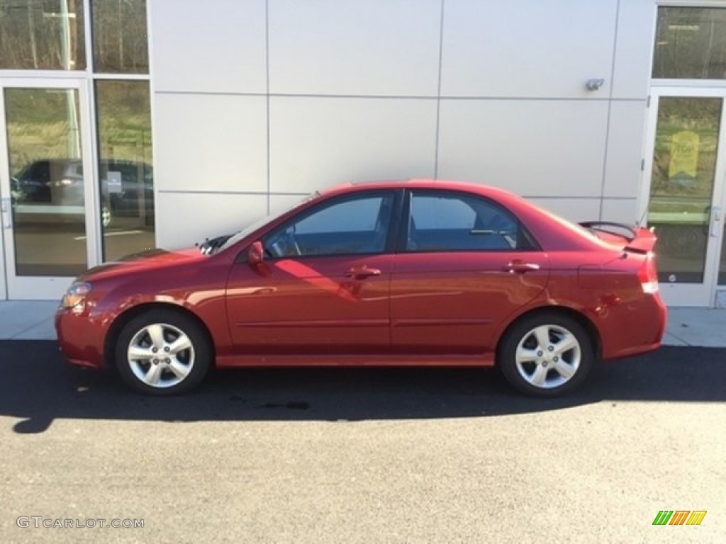 2009 Spectra EX Sedan - Spicy Red Metallic / Black photo #2