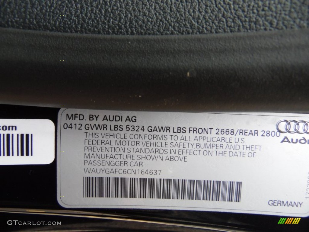 2012 A7 3.0T quattro Premium - Brilliant Black / Nougat Brown photo #45