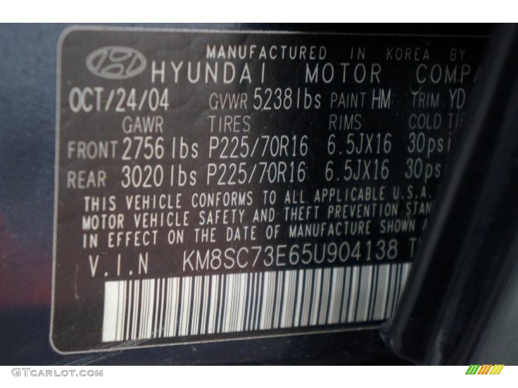2005 Santa Fe LX 3.5 4WD - Moonlit Blue / Gray photo #14