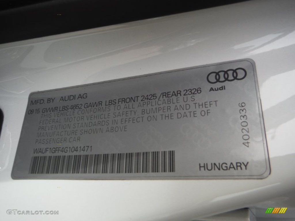 2016 Audi S3 2.0T Premium Plus quattro Info Tag Photo #108264008