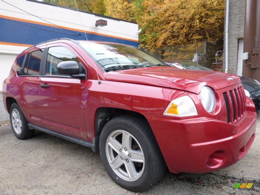 2007 Compass Sport - Inferno Red Crystal Pearlcoat / Pastel Slate Gray photo #1