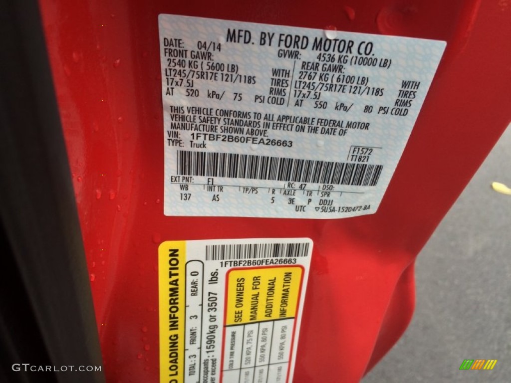 2015 F250 Super Duty XL Regular Cab 4x4 - Vermillion Red / Steel photo #26