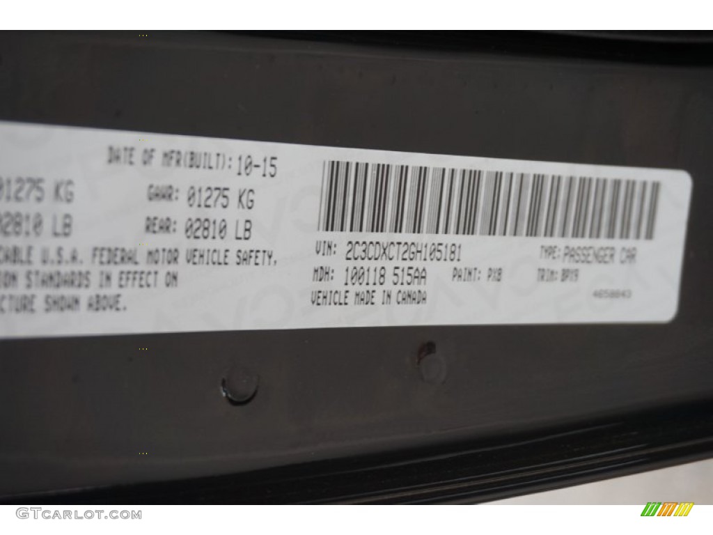 2016 Charger Color Code PX8 for Pitch Black Photo #108290031