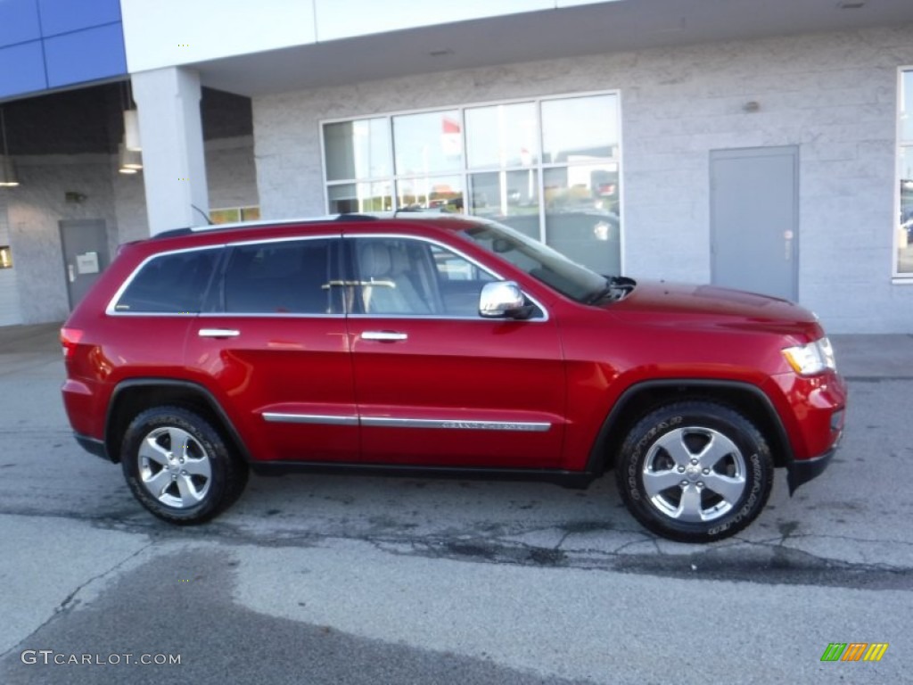 2011 Grand Cherokee Overland 4x4 - Inferno Red Crystal Pearl / Dark Frost Beige/Light Frost Beige photo #2