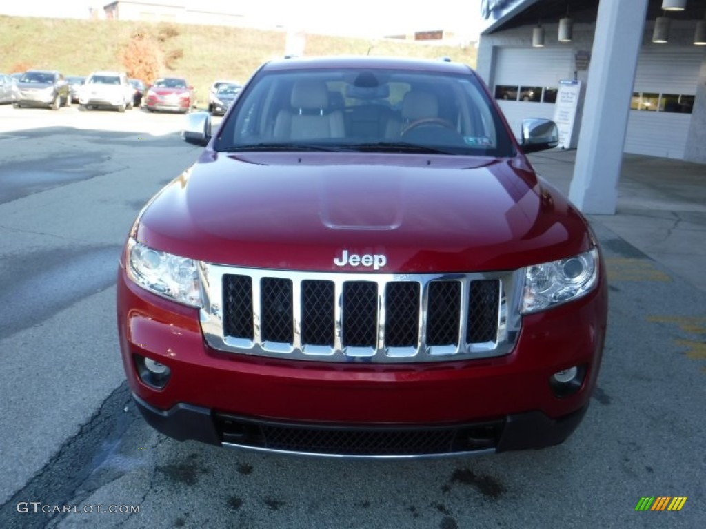 2011 Grand Cherokee Overland 4x4 - Inferno Red Crystal Pearl / Dark Frost Beige/Light Frost Beige photo #5