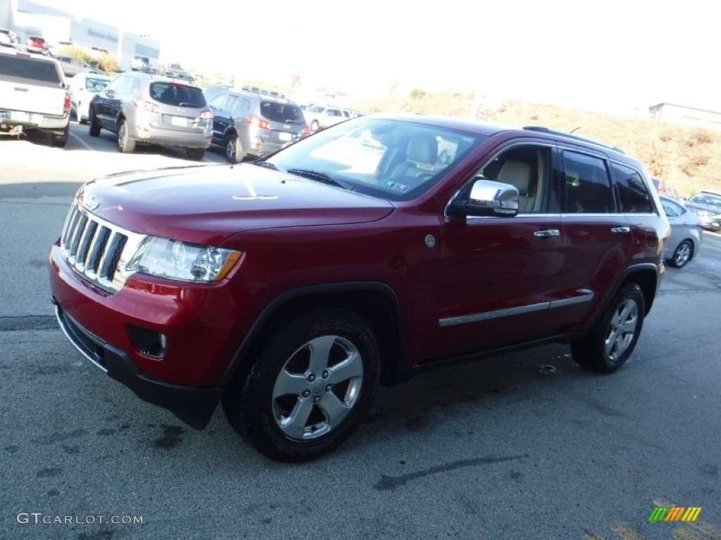 2011 Grand Cherokee Overland 4x4 - Inferno Red Crystal Pearl / Dark Frost Beige/Light Frost Beige photo #6