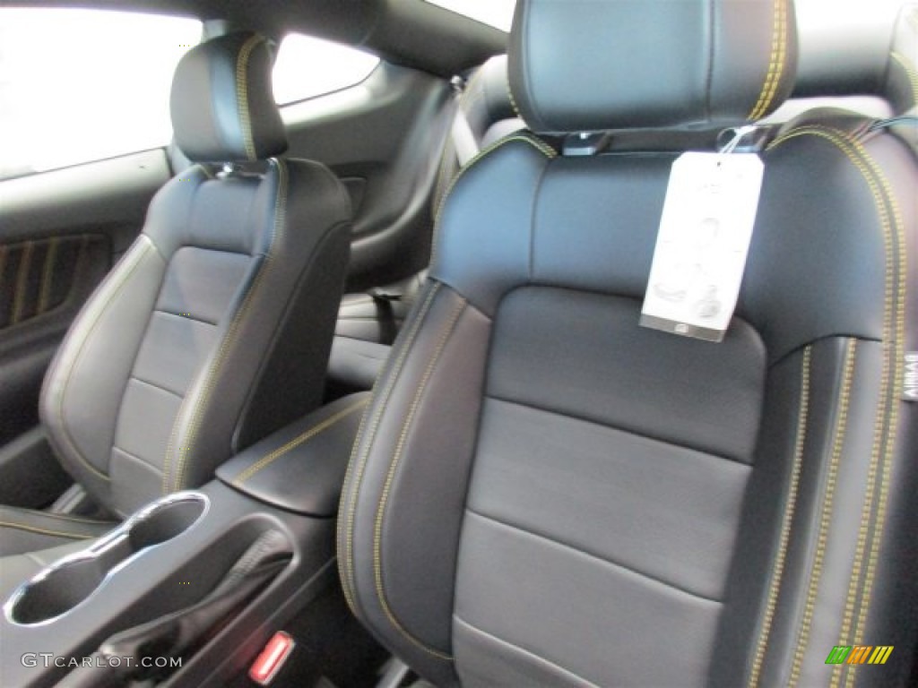 Ebony/Yellow Jacket Stitching Interior 2016 Ford Mustang GT Premium Coupe Photo #108295278