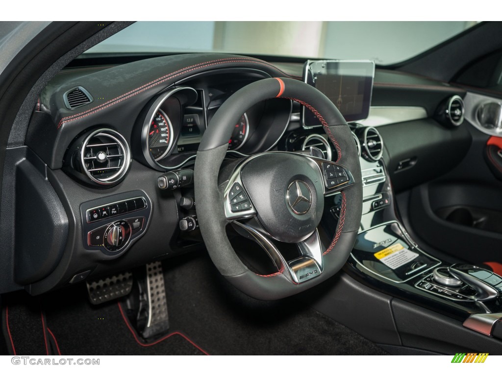 2016 Mercedes-Benz C 63 S AMG Sedan Black/Red Pepper Steering Wheel Photo #108322533