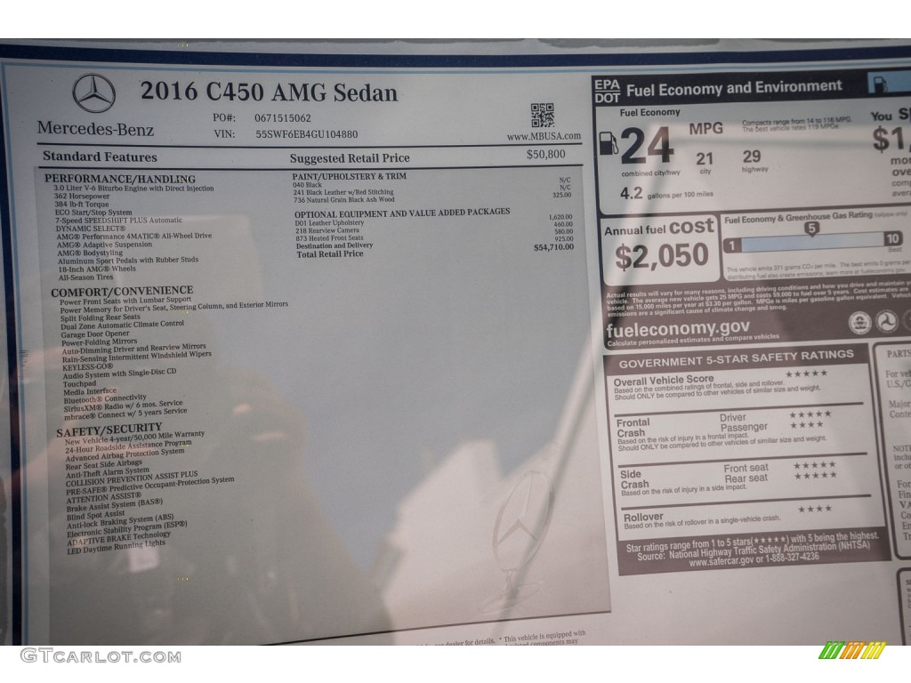 2016 Mercedes-Benz C 450 AMG Sedan Window Sticker Photo #108323892