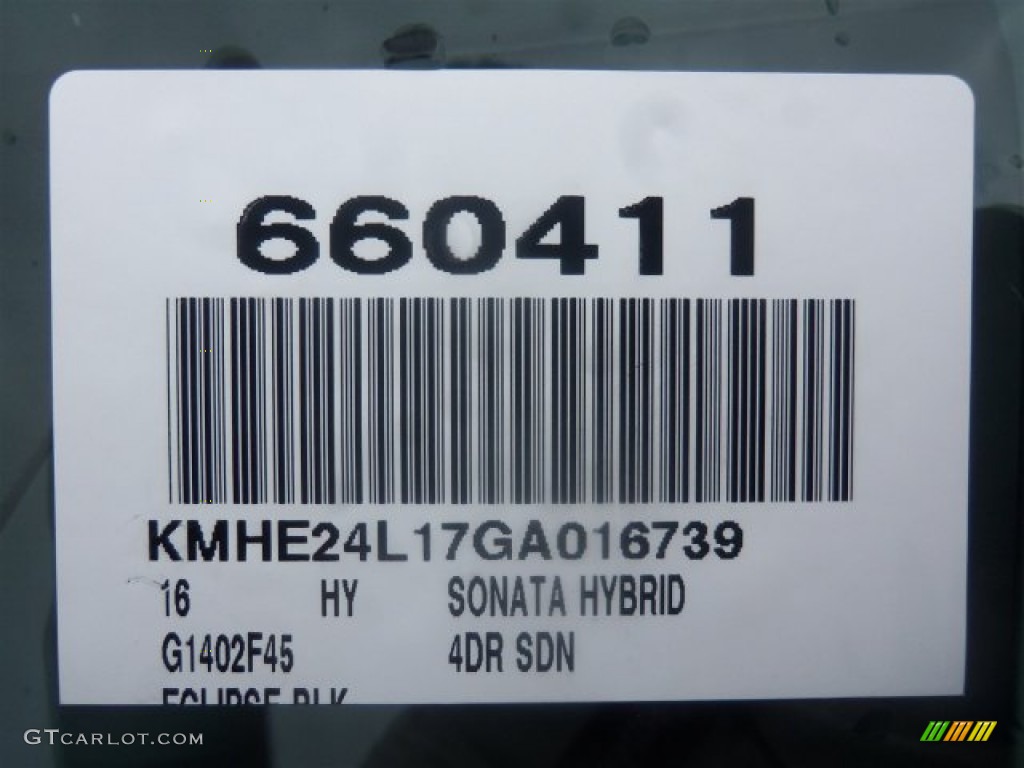 2016 Sonata Hybrid SE - Eclipse Black / Gray photo #3