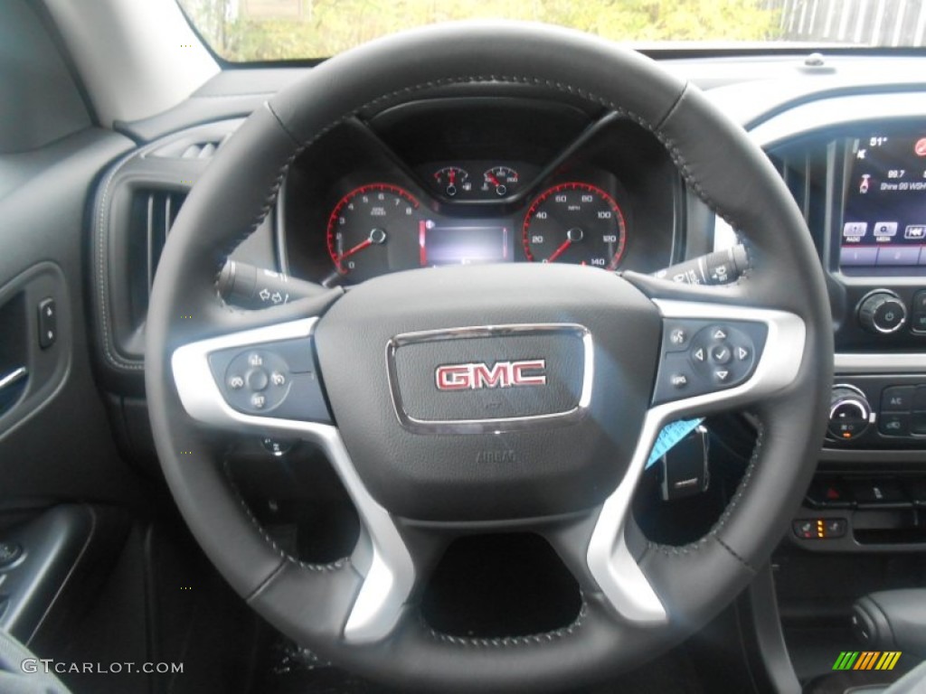 2016 GMC Canyon SLT Crew Cab 4x4 Jet Black Steering Wheel Photo #108355038