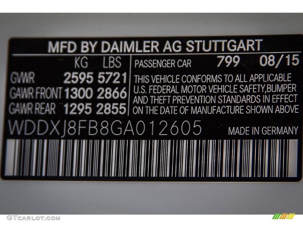 2016 S Color Code 799 for designo Diamond White Metallic Photo #108366684