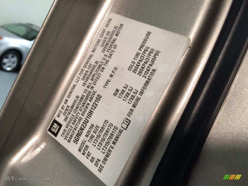 2006 H2 SUV - Pewter / Ebony photo #100