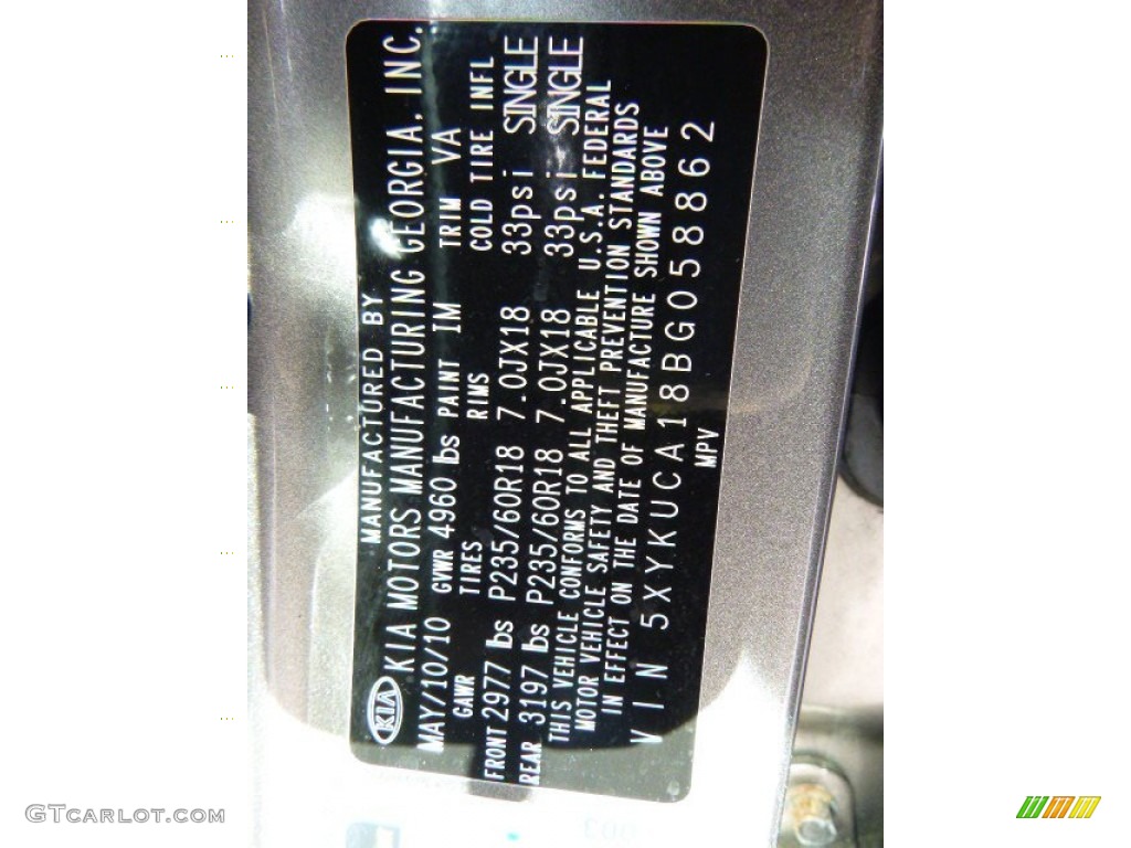 2011 Sorento EX AWD - Titanium Silver / Black photo #19