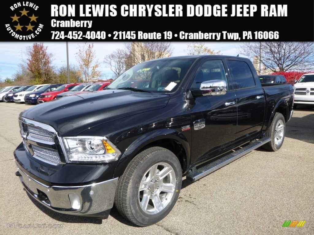 2016 1500 Laramie Longhorn Crew Cab 4x4 - Brilliant Black Crystal Pearl / Black/Cattle Tan photo #1