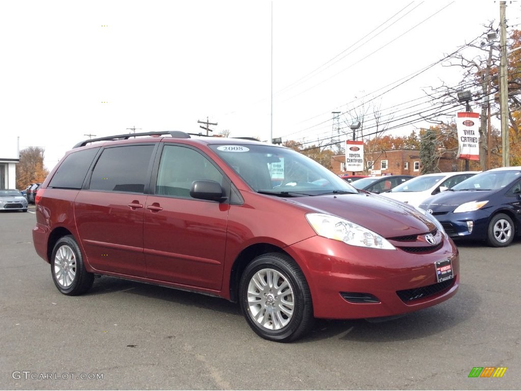 2008 Sienna LE AWD - Salsa Red Pearl / Stone photo #3