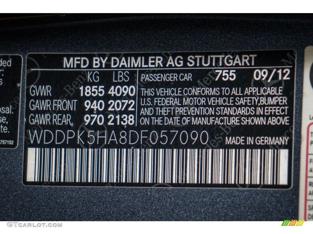 2013 SLK Color Code 755 for Steel Grey Metallic Photo #108404886