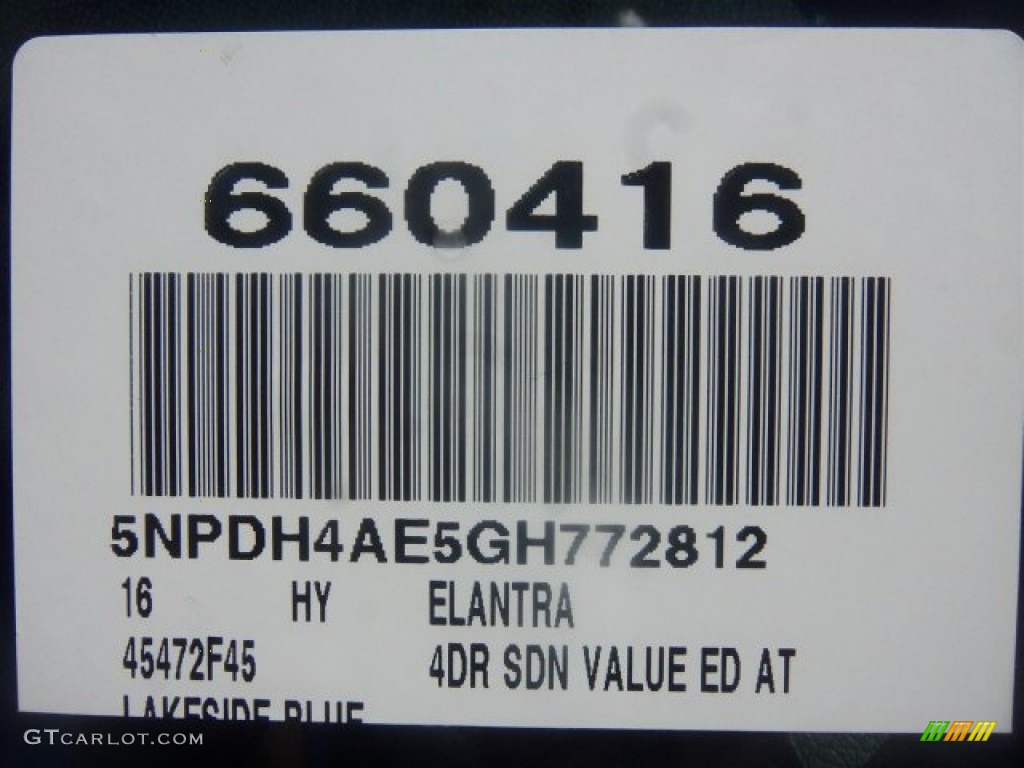 2016 Elantra Value Edition - Blue / Black photo #3