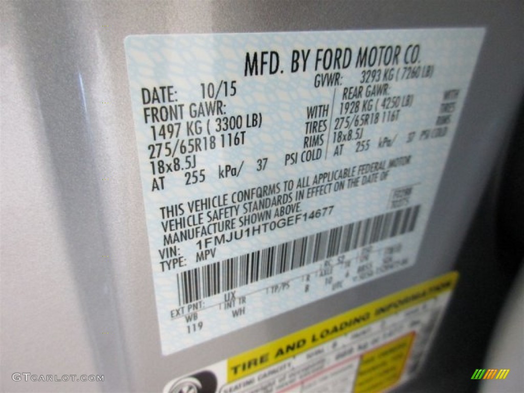 2016 Expedition Color Code UX for Ingot Silver Metallic Photo #108407154
