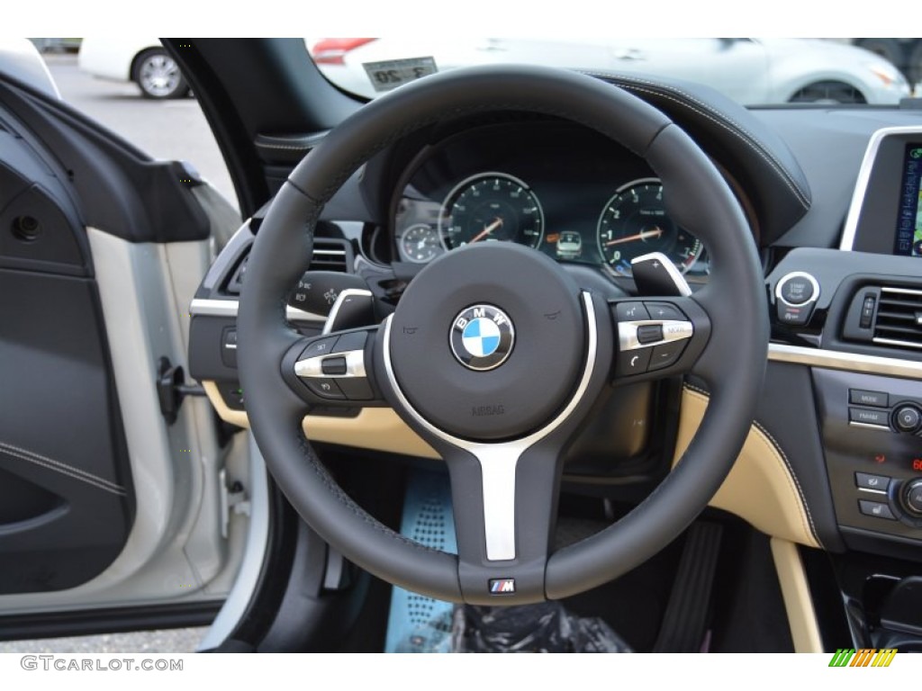 2015 BMW 6 Series 650i xDrive Convertible BMW Individual Champagne Full Merino Leather Steering Wheel Photo #108410250