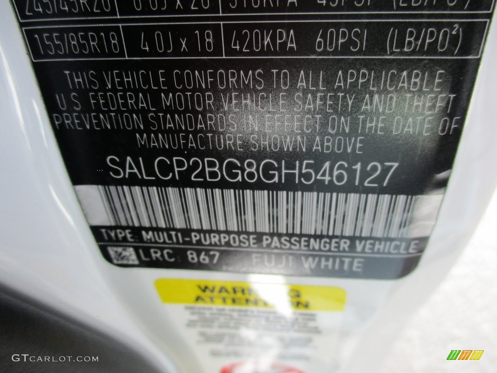 2016 Discovery Sport Color Code 867 for Fuji White Photo #108411645