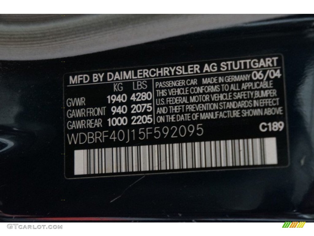2005 Mercedes-Benz C 230 Kompressor Sedan Color Code Photos