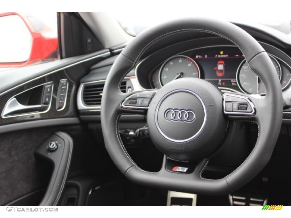 2016 Audi S6 4.0 TFSI Prestige quattro Black Steering Wheel Photo #108416148