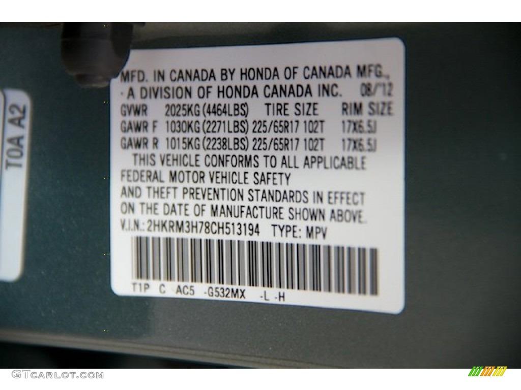2012 CR-V EX-L - Opal Sage Metallic / Beige photo #32