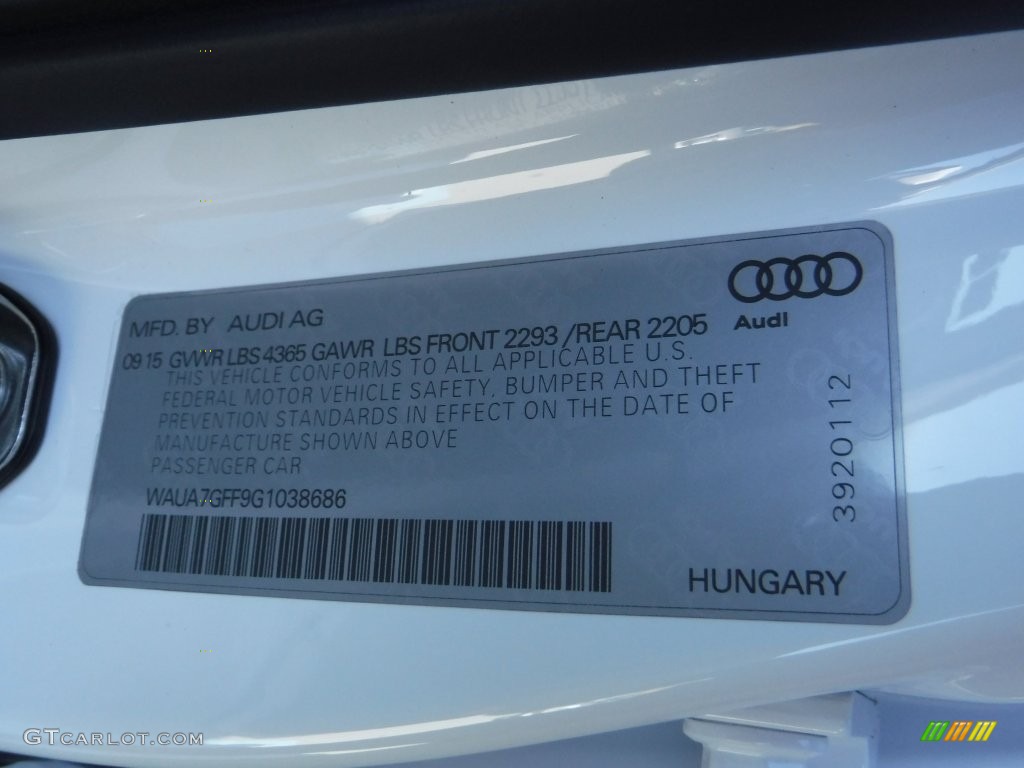 2016 A3 1.8 Premium - Ibis White / Chestnut Brown photo #40