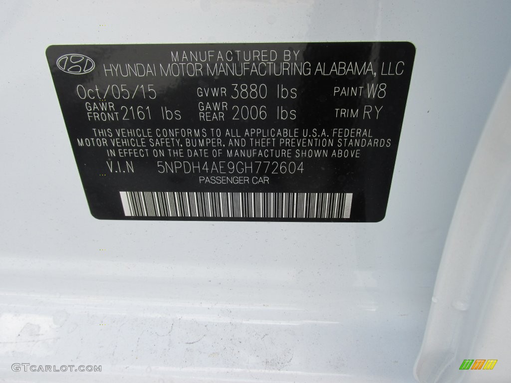 2016 Elantra Value Edition - White / Black photo #33