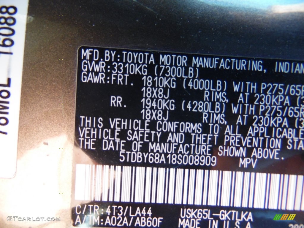 2008 Sequoia Color Code 4T3 for Pyrite Gray Mica Photo #108434304