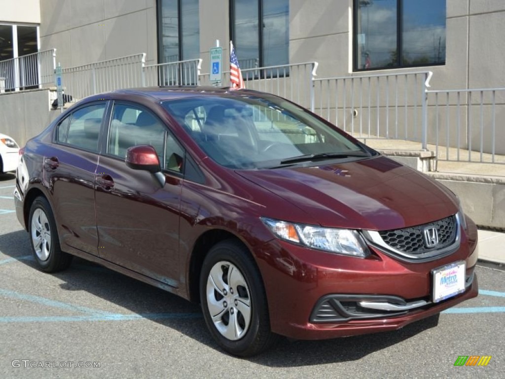 2013 Civic LX Sedan - Crimson Red Pearl / Beige photo #1