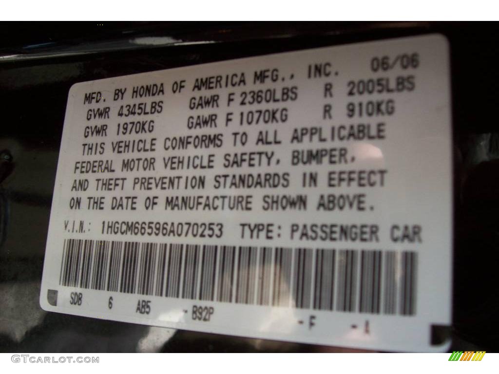 2006 Accord EX-L V6 Sedan - Nighthawk Black Pearl / Black photo #24