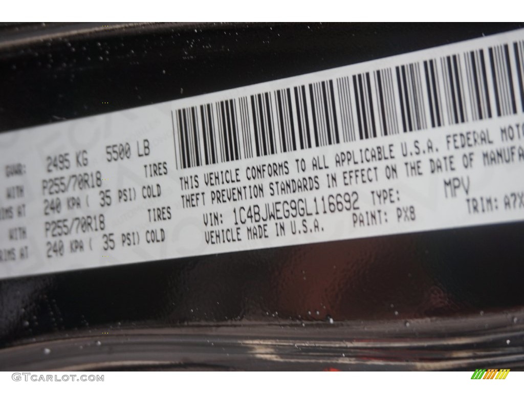 2016 Wrangler Unlimited Color Code PX8 for Black Photo #108459136
