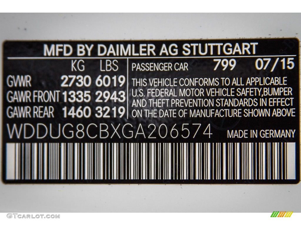 2016 S Color Code 799 for designo Diamond White Metallic Photo #108460966