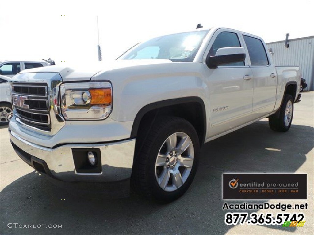 2014 Sierra 1500 SLE Crew Cab - White Diamond Tricoat / Jet Black/Dark Ash photo #1