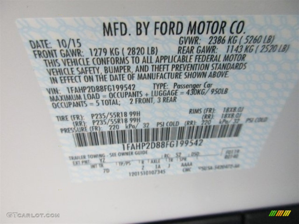 2015 Taurus SE - Oxford White / Dune photo #16