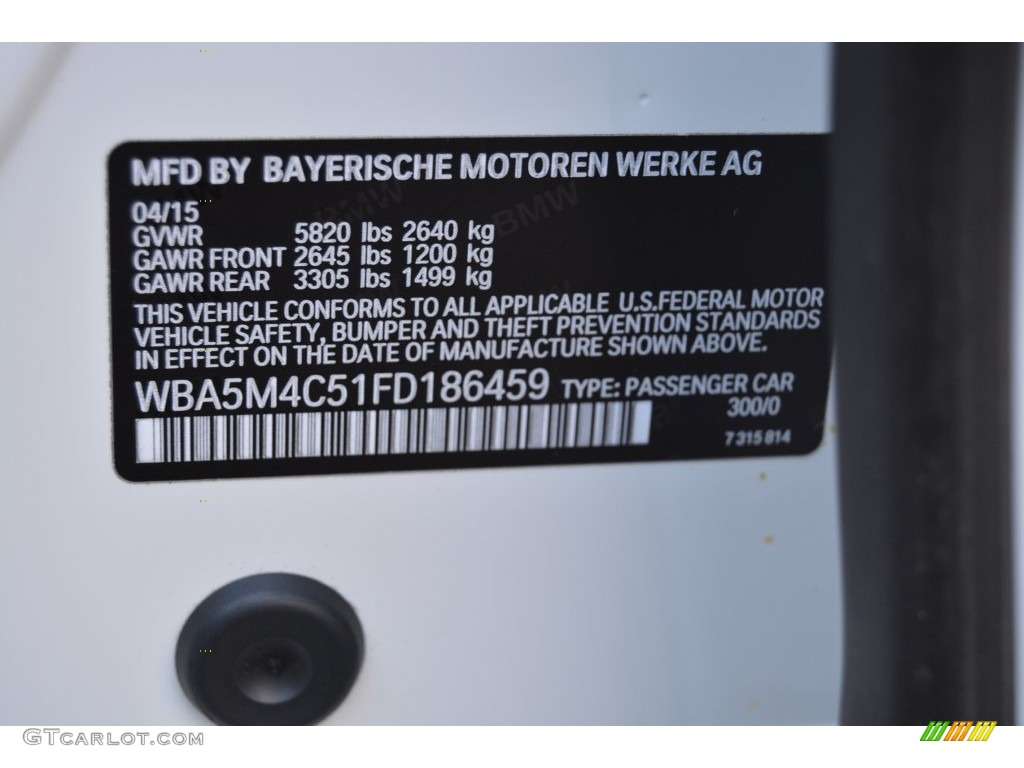 2015 5 Series Color Code 300 for Alpine White Photo #108466288