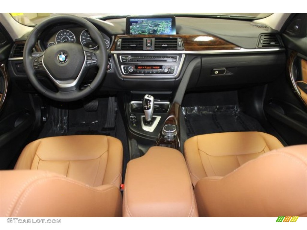 2015 BMW 3 Series ActiveHybrid 3 Saddle Brown Dashboard Photo #108468625