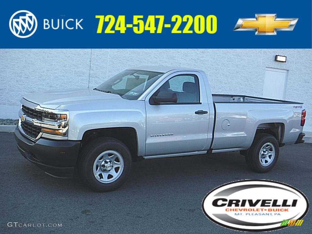 2016 Silverado 1500 WT Regular Cab 4x4 - Silver Ice Metallic / Dark Ash/Jet Black photo #1