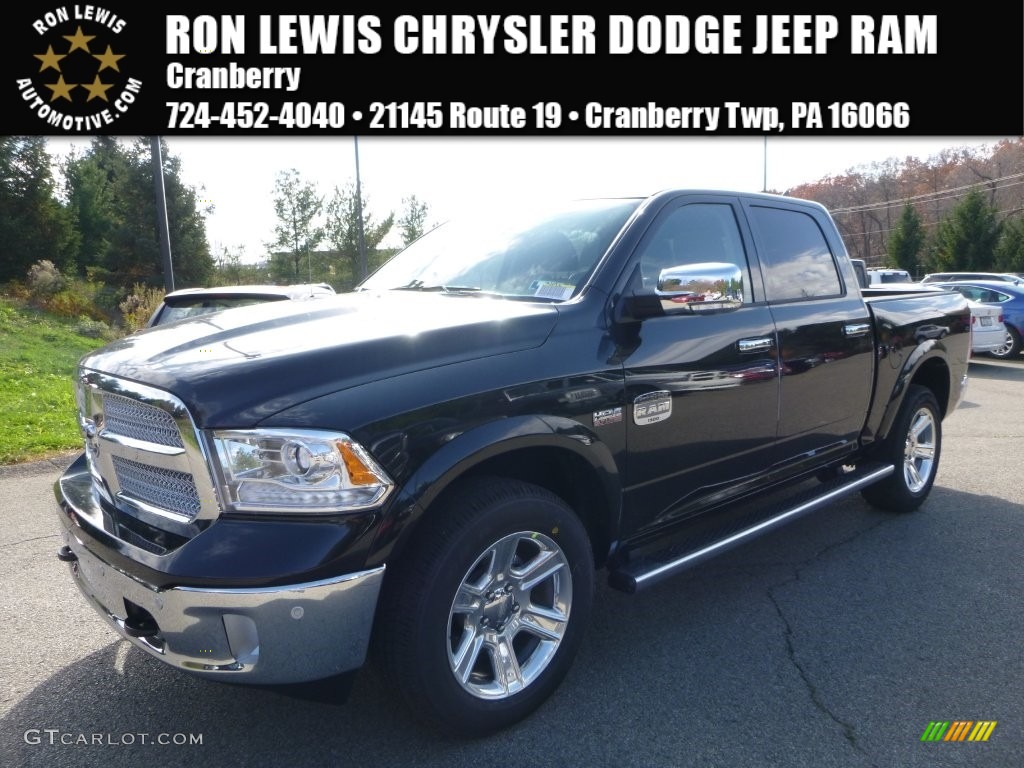 2016 1500 Laramie Longhorn Crew Cab 4x4 - Brilliant Black Crystal Pearl / Black/Cattle Tan photo #1