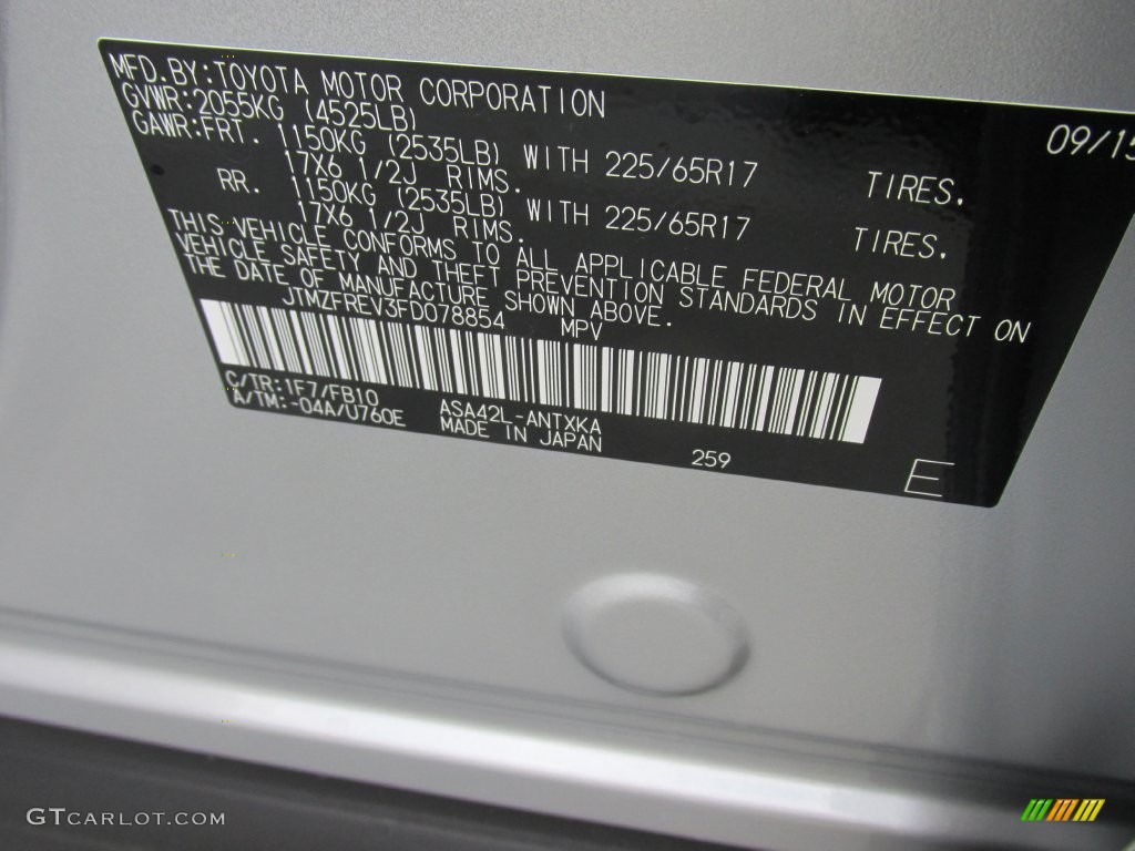 2015 RAV4 LE - Classic Silver Metallic / Ash photo #31